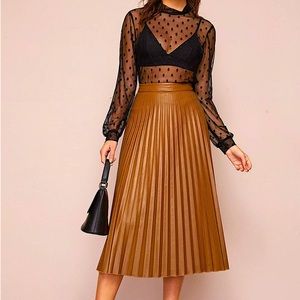Pleated Leather Skirt
